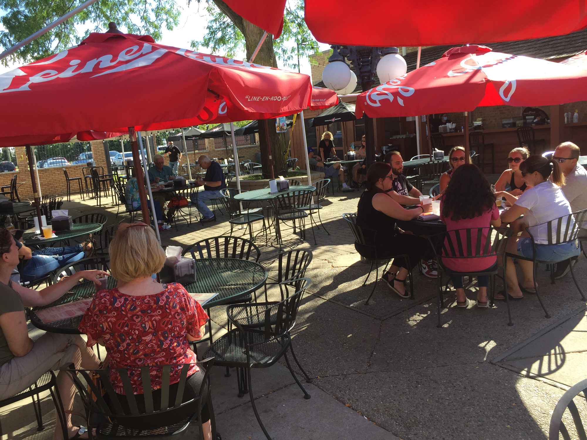 Business on the already-established patio at Parkside Pub is steady and busy with diners making up about 80% of the restaurant’s receipts, about four times the business done indoors. Whether the state regulations will allow the restaurant to use its tent and heaters on the patio this winter remains to be determined.