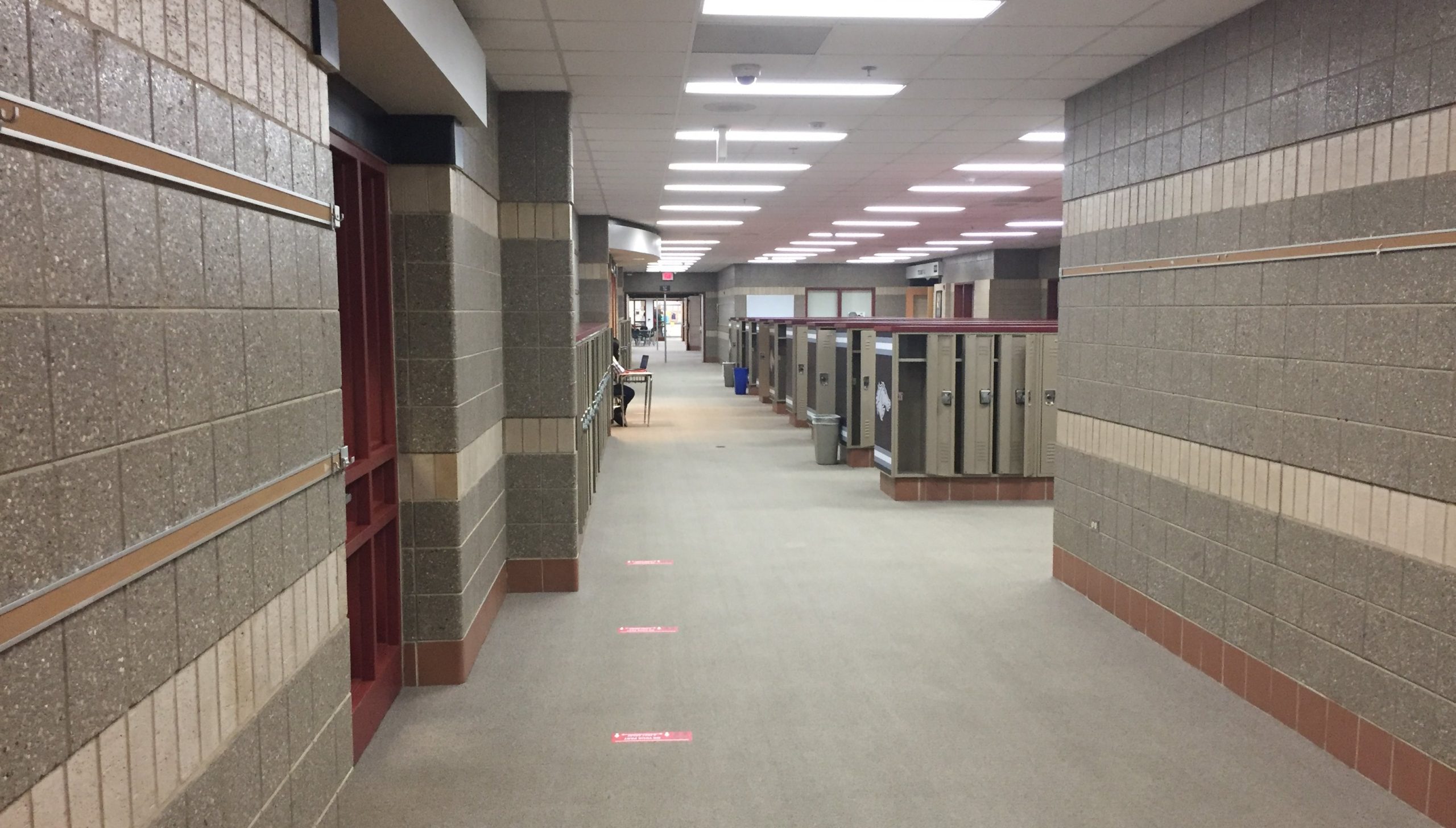 Empty hallway at Marlowe Middle School on the Reed Road campus of District 158