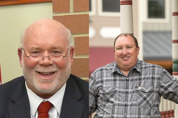 From left to right: current Village President Chuck Sass and Huntley Trustee Tim Hoeft