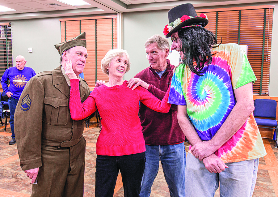 Sentimental Journey Cast Members (L to R) Bob Mianulli, Diane Scott, Russ Howard, and Dick Storer at rehearsal.