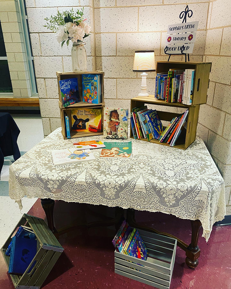 The setup for Sophia's Little Library.