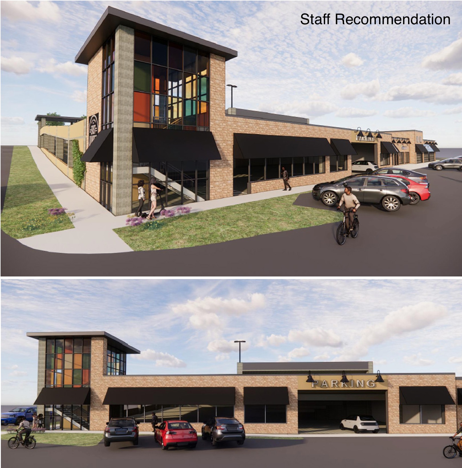 A rendering of the parking garage village staff are recommending for downtown East Dundee
