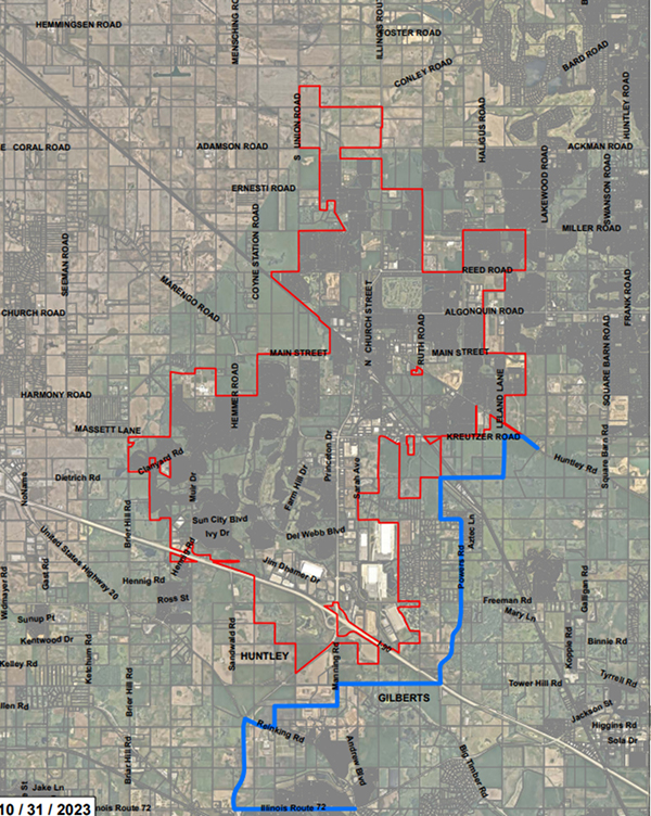 Boundary line agreement between the Village of Huntley and the Village of Gilberts