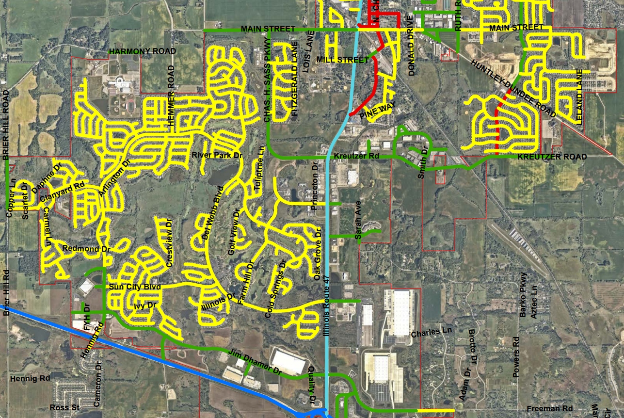 Huntley's Board of Trustees approved of amending the Gross Vehicle Weight Rating Restrictions on Hennig Road