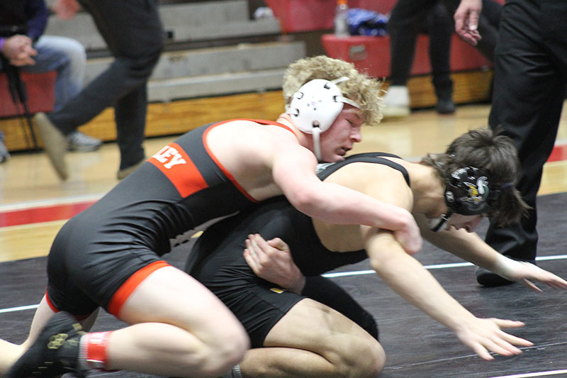 Huntley wrestler Radic Dvorak is in command in an IHSA Sectional match.