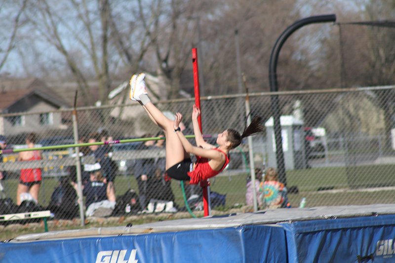 Huntley high jumper Gianna Howard completes her jump.